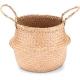 Decorasian Seegras Korb rund geflochten, Körbe zur Aufbewahrung und als Blumenkorb - Übertopf in Bast bzw. Rattan Optik - Seegraskorb mit Henkel zum Tragen - Wäschekorb - 25cm