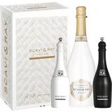 SCAVI & RAY Geschenkset Ice Prestige Spumante mit Salz- & Pfeffermühle, halbtrocken, fruchtig frischer Schaumwein aus Italien, 10,5% Vol. Alkohol – Genussmoment in stilvoller Geschenkbox