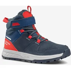 Winterschuhe Kinder Gr. 24–34 Leder Klett warm wasserdicht Winterwandern - SH500, blau|rot, 26