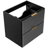Lomadox - Waschtischunterschrank 60cm matt schwarz mit gerilllter Front b/h/t ca. 60/57/46 cm