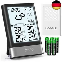 LIORQUE Wetterstation Funk mit Außensensor Digital Thermometer Hygrometer Innen