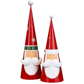 Gravidus 2er Set Weihnachtsmann-Dekofiguren aus Metall