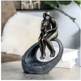 Casablanca by Gilde Dekofigur »Skulptur Moment, bronzefarben/grau«, Dekoobjekt, Höhe 27, Pärchen, mit Spruchanhänger, Wohnzimmer orange