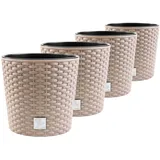 Rattan Design Blumentopf, Kunststoff, 4 Stk.