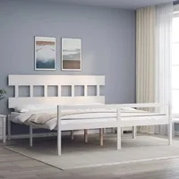 Seniorenbett mit Kopfteil 200x200 cm Weiß Massivholz