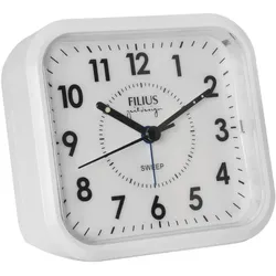 FILIUS ZEITDESIGN Wecker mit Quarzuhrwerk analoge Zeitanzeige schleichende Sekunde lautlos weiß