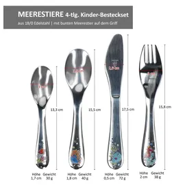 JUSTINUS Meerestiere Kinder-Besteck-Set Messer Gabel Löffel Geschenkidee