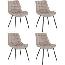 Home Deluxe Polsterstuhl IKALO Samt hellbraun 4er Set