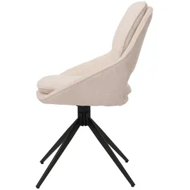 Mendler 2er-Set Esszimmerstuhl HWC-N73, Küchenstuhl, drehbar Auto-Return, Stoff/Textil Chenille (490g/m2) Öko-Tex ~ creme-beige