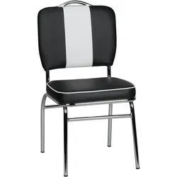 Kadima Design Retro Esszimmerstuhl, 50er-Jahre Diner Style, bequeme Polsterung. Schwarz, 47x45x90 cm