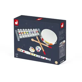 Janod - Confetti Holz-Musikset mit 4 Instrumenten, Musikinstrument für Kinder, Spielzeugnachbildung und Spielzeug für musikalisches Empfinden, ab 2 Jahren, J07600