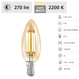 EGLO LED-Birne E14 4 W amber 270 lm