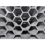 Living Walls Fototapete Hexagon Muster 3D Effekt Grau Schwarz 3,50 m x 2,55 m FSC®