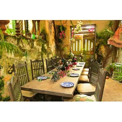 Fototapete PAPERMOON "RESTAURANT-RUSTIKAL BARBADOS KARIBIK ALTSTADT MAUER BAR", bunt, B:4,00m L:2,60m, Vlies, Tapeten