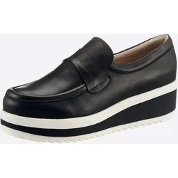 Slipper HEINE, Damen, Gr. 39, schwarz, Leder, Leder, modisch, Schuhe