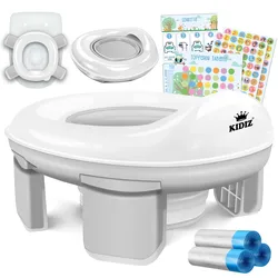 KIDIZ® Töpfchen für Kinder Toilettensitz Töpfchentrainer WC Sitz    Lerntöpfchen bequemem, PP-Material mit Müllbeutel   Kindertöpfchen für Unterwegs & Belohnungssystem mit Stickern 3 in 1 Lösung