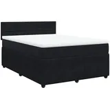 vidaXL Boxspringbett mit Matratze Schwarz 140x200 cm Samt