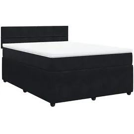vidaXL Boxspringbett mit Matratze Schwarz 140x200 cm Samt