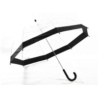 Schöner Regenschirm, transparent, durchsichtig mit Rand in schwarz, Automatik
