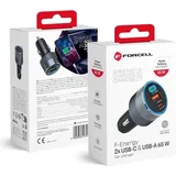 forcell F-ENERGY Alu Autoladegerät 2 x Typ C + USB A PD QC4.0 SFC2.0 4.5A 65W grau