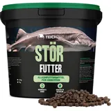 Teichzeit Störfutter | Premium Stör Futter | Sinkende Fischfutter Pallets 4,5 mm groß | Teichfutter für Stör im Gartenteich | Made in Germay | 1 Liter