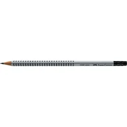 FABER-CASTELL Bleistift GRIP 2001, mit Radiergummi, silber/schwarz
