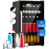 Kühlschrank 98 L Mini-Kühlschrank Getränke Flaschenkühlschrank Leise Schwarz