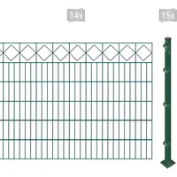 Arvotec Doppelstabmattenzaun »ESSENTIAL 120 zum Aufschrauben "Karo" mit Zierleiste«, Zaunhöhe 120 cm, Zaunlänge 2 - 60 m 91219821-0 dunkelgrün H/L: 120 cm x 28 m