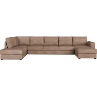 MIRJAN24 Ecksofa Wilma Large, U-Form Polsterecke vom Hersteller, Schlafsofa mit zwei Bettkasten, Wohnlandschaft (Farbe: Coral 45, Seite: Links) - Beige