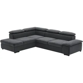 sit&more Ecksofa SIT & MORE "Alcudia L-Form", grau (dunkelgrau), B:272cm H:73cm T:226cm, 98% Polyester, 2% Polyamid, Sofas, Ecksofa, mit Armteilverstellung, optional Kopfteilverstellung und Bettfunktion