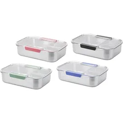 4x Smash Lunch Box 3er, Lunchbox, Silber