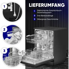 Bomann GSP 7419 Geschirrspüler (freistehend, 598 mm breit, Schwarz)