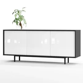 simplyfurn Sideboard, Weiß Hochglanz, Holzwerkstoff, Rechteckig, 154x66x40 cm, Wohnzimmer, Kommoden & Sideboards, Sideboards