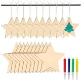 luxuskollektion 36er Set Weihnachts Holzsterne zum Basteln & Bemalen