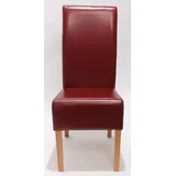 Mendler 2er-Set Esszimmerstuhl Küchenstuhl Stuhl Latina, Leder ~ rot, helle Beine