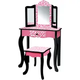 Teamson Kids - Fantasy Fields Kinder Schminktisch Mit Spiegel Und Hocker Rosa/schwarz Td-11670a