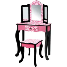Teamson Kids - Fantasy Fields Kinder Schminktisch Mit Spiegel Und Hocker Rosa/schwarz Td-11670a