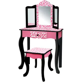 Teamson Kids - Fantasy Fields Kinder Schminktisch Mit Spiegel Und Hocker Rosa/schwarz Td-11670a