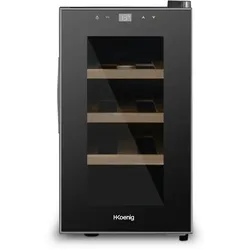 H.Koenig AGE8 Weinkühlschrank / 8 Flaschen / Temperatur von 11°C bis 18°C / LED-Temperaturanzeige / Holzlagerböden