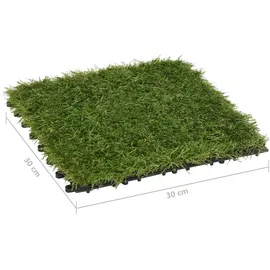 vidaXL Kunstrasen-Fliesen 11 Stk. Grün 30x30 cm