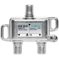 Axing BVE 20-01 2-Fach BK-Verteiler (5-1000 MHz) für Kabelfernsehen und DVB-T2 HD, F-Anschlüsse