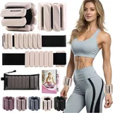 BECOJADDE Gewichtsmanschetten fuß 0.9 KG Je Gewichte für Beine und Arme Set 2 Ankle Weights Handgelenk Gewichte Knöchelgewichte Fussgewichte für Joggen Cardio Aerobic Krafttraining Beige