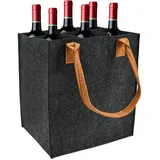 EUIEUT Flaschenträger 6 Fächer Filztasche Filz Flaschentasche Wiederverwendbar Weinflasche Getränketasche Flaschenkorb Männerhandtasche für Wasserflaschen Wein und Bier unter 750ml (23 * 18 * 26cm)