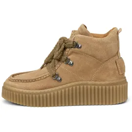 Marc O'Polo "mit markanter Rillen-Plateausohle", Damen, Gr. 41, beige, Obermaterial: 100% Leder (Rind), unifarben, Schuhe Stiefelette