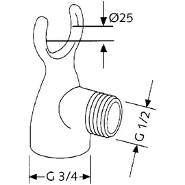 Kludi Aufsatzbrauseanschluss G 3/4 mit Gabelhaken, chrom, 6053705-00