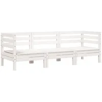 vidaXL Gartensofa 3-Sitzer Weiß Massivholz Kiefer