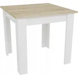 home collective Esszimmertisch Küchentisch, Platte aus Sonoma-Eiche, Holztisch Esstisch 80 x 80 x 75 cm, 18 mm Dicke, Küche Wohnzimmer Sonoma-Eiche und weiß