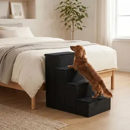 Relaxdays Faltbare Hundetreppe mit Stauraum Schwarz L