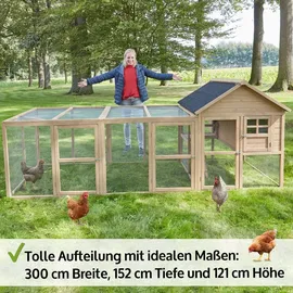 zooprinz Hühnerstall Happy Huhn XXL 300 x 121 x 152 cm braun