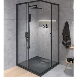 bad land HELA Duschkabine mit Schiebetür 80 x 190 cm Schwarz/Transparent 6 mm